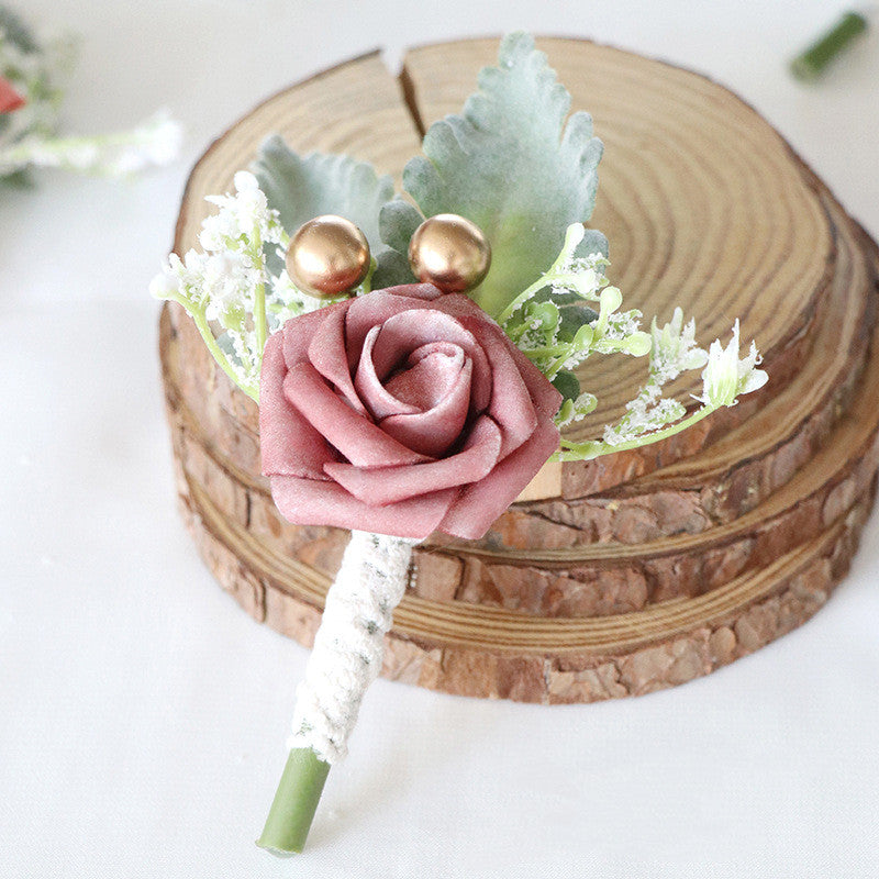 5 Inch Artificial Rose Boutonniere for Men Wedding, Bulk with Pins