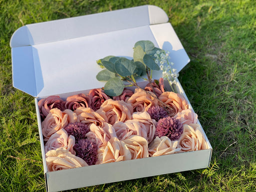 28 Pcs Dusty Rose Ombre Artificial Flowers for Crafts Bulk Set