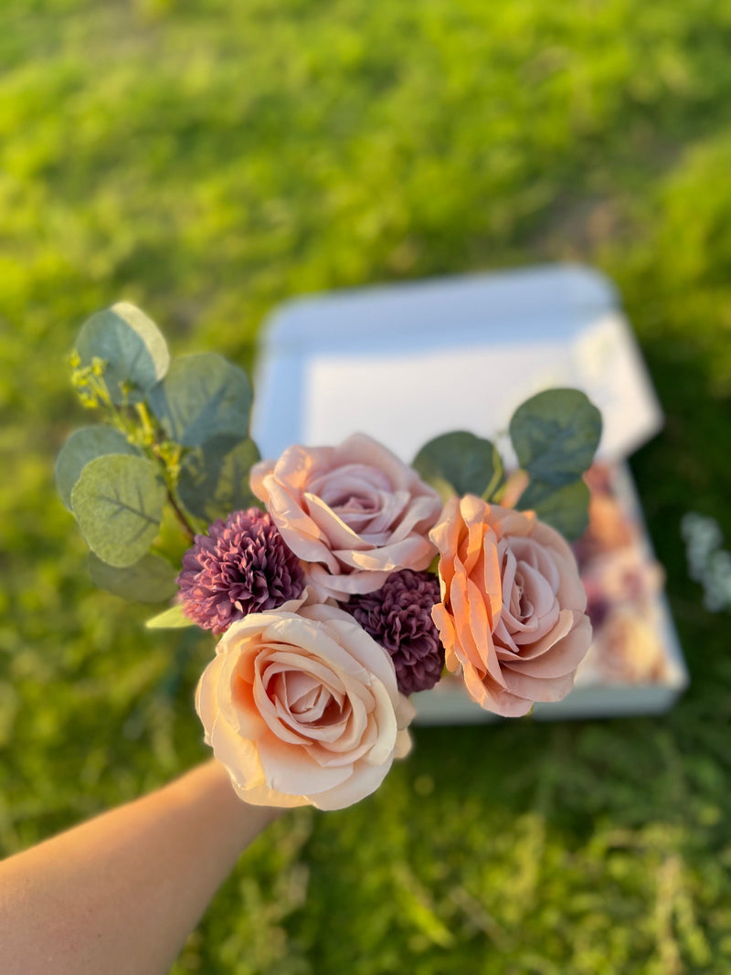 28 Pcs Dusty Rose Ombre Artificial Flowers for Crafts Bulk Set