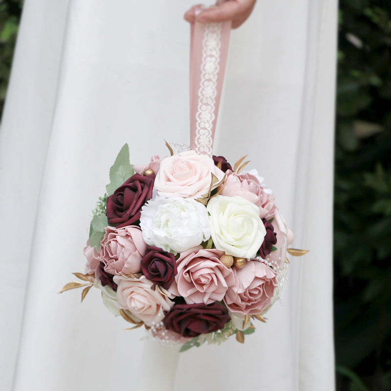 Silk Rose Flower Balls 6 Pcs 8 Inch Wedding Hanging Spheres Kissing Ball Centerpieces