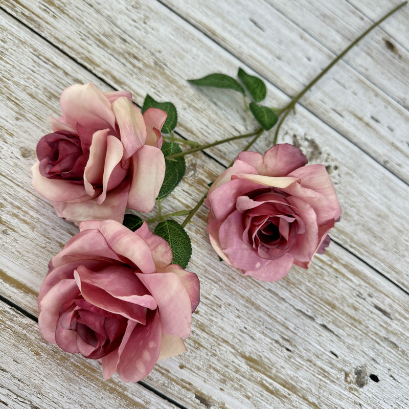 25 Inch Princess Diana Dusty Rose Silk Flower Spray Stems, 25 Pcs Artificial Bulk