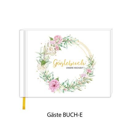 Minimalist Wedding Guest Book - Spiral Bound with Gold Foil 120 Pages