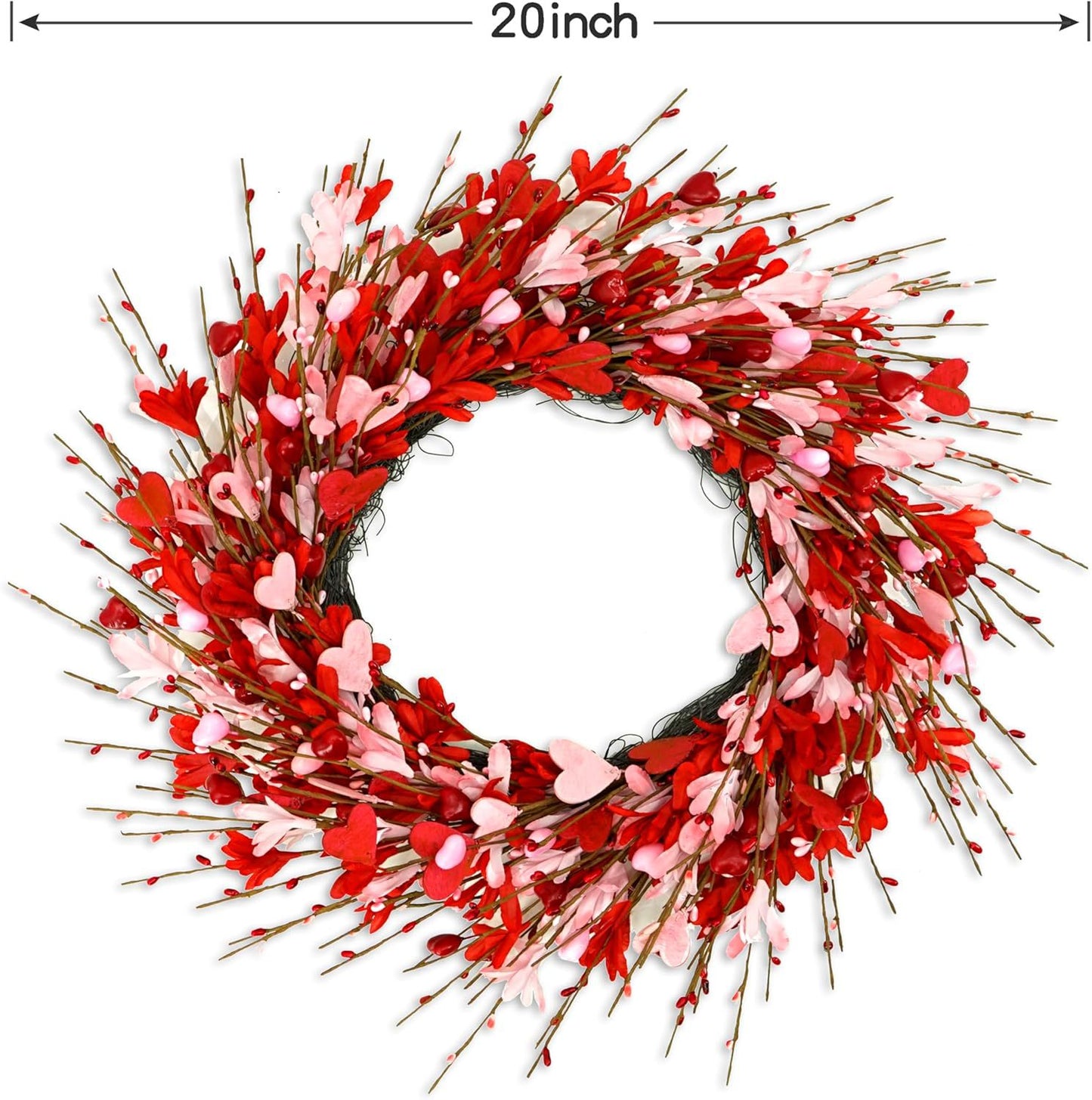 Valentine's Day Faux Forsythia Wreaths (6 Styles/Sizes) - Pink & Red Romantic Decor