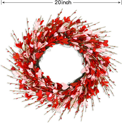 Valentine's Day Faux Forsythia Wreaths (6 Styles/Sizes) - Pink & Red Romantic Decor