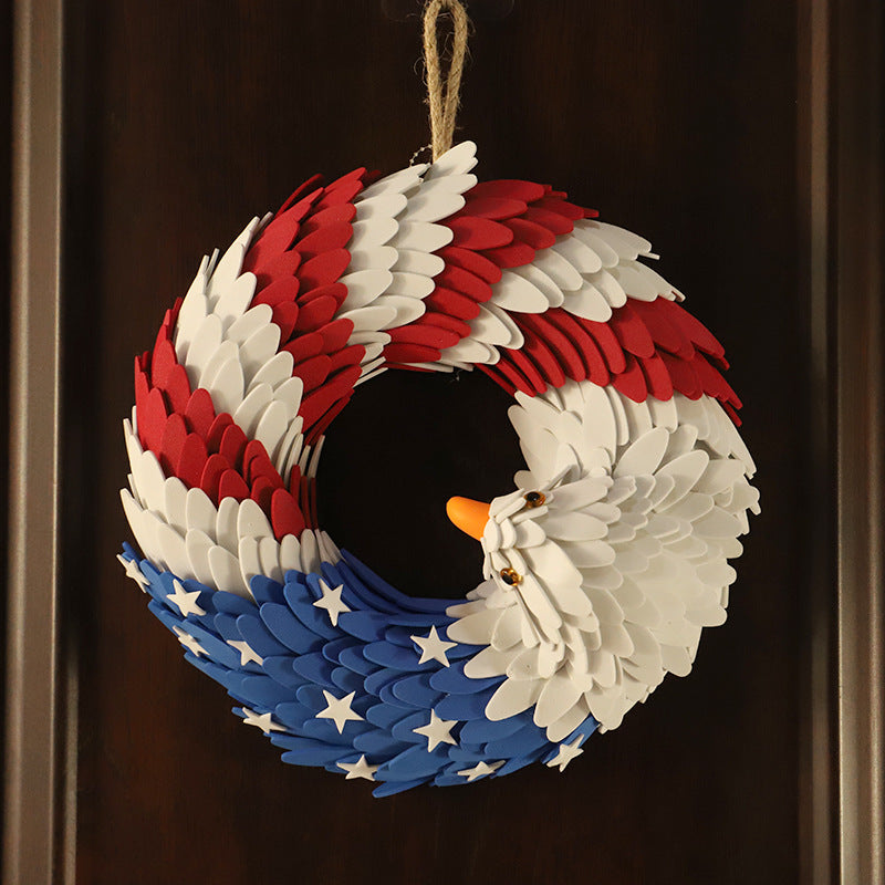 15 Inch Artificial Eagle Wreath 1 Pc Independence Day Decorative Outdoor Door Decor