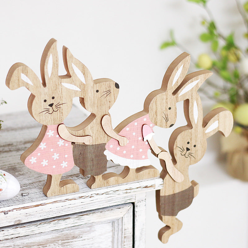 Natural Wooden Easter Bunny Table Centerpiece Bulk Quantity Decorative Home Decor