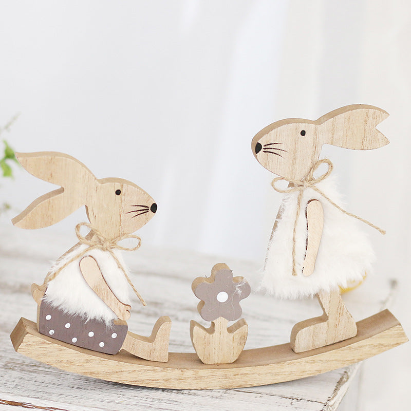 Natural Wooden Easter Bunny Table Centerpiece Bulk Quantity Decorative Home Decor