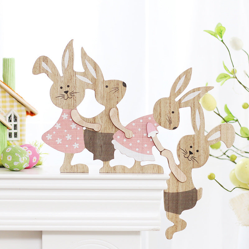Natural Wooden Easter Bunny Table Centerpiece Bulk Quantity Decorative Home Decor
