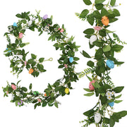 6.5 Ft Artificial Easter Garland with Eggs, Bulk Decorative Spring Wreath