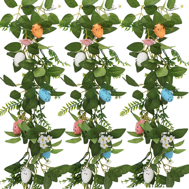 6.5 Ft Artificial Easter Garland with Eggs, Bulk Decorative Spring Wreath