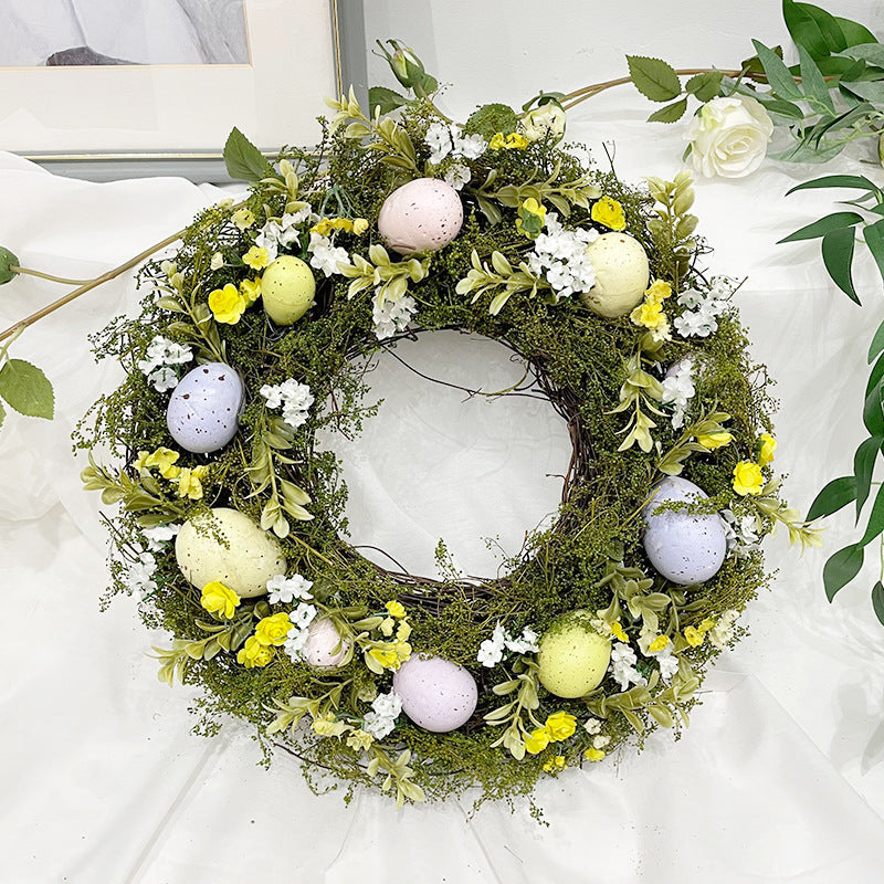 14 Inch Easter Egg Rattan Wreath Handmade Spring Decoration Bulk Quantity
