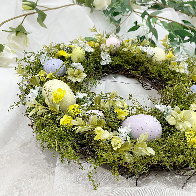 14 Inch Easter Egg Rattan Wreath Handmade Spring Decoration Bulk Quantity