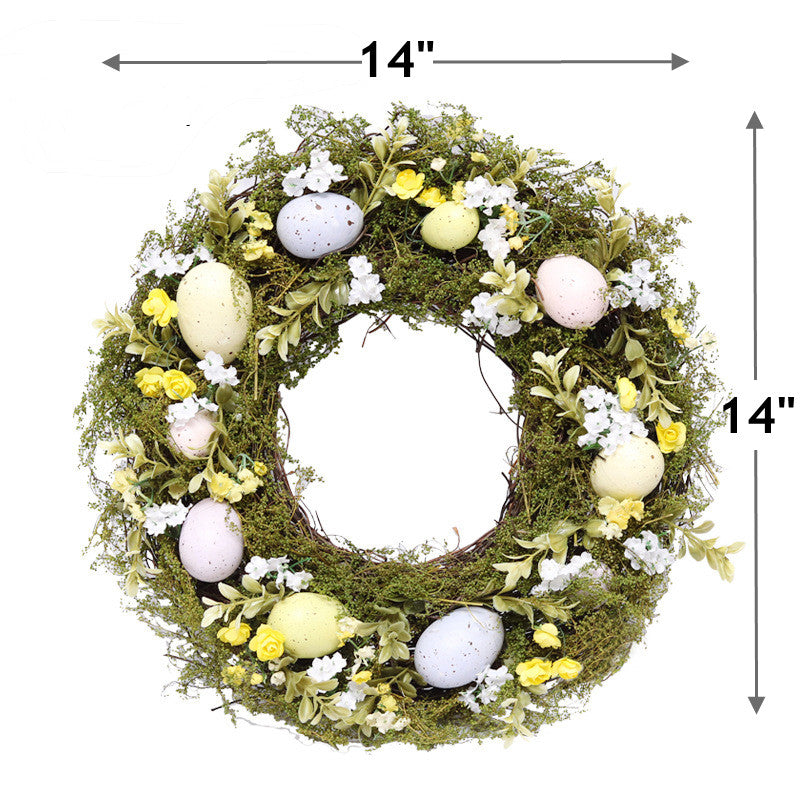 14 Inch Easter Egg Rattan Wreath Handmade Spring Decoration Bulk Quantity
