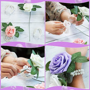 10 Pcs Elastic Pearl Wrist Bracelets Bands for DIY Wedding Corsage Flowers Accessories Bulk