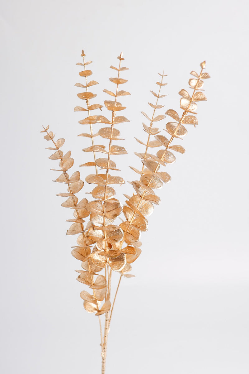 Artificial Golden Eucalyptus Leaves 50 Pcs Bulk Silk Foliage for Floral Arrangements