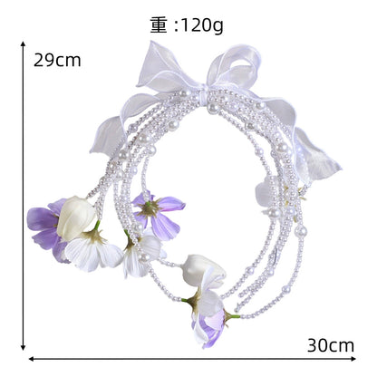 European Style Calla Lily Pearl Chain Waterfall Bridal Bouquet - Elegant Wedding Handheld Bouquet