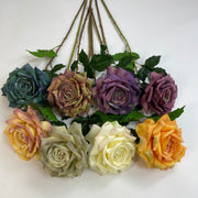 40 Pcs Teal Silk Tea Rose Artificial Flowers Long Stems 1970s Retro Theme Bulk Wholesale
