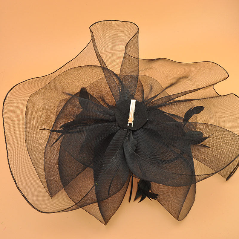 Extra Large Artificial Flower Hat Veil with Feather Mesh Net for DIY Wedding Tea Centerpieces, Bulk Quantity