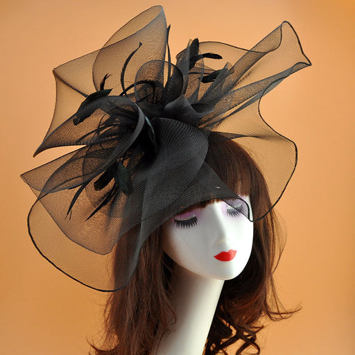 Extra Large Artificial Flower Hat Veil with Feather Mesh Net for DIY Wedding Tea Centerpieces, Bulk Quantity