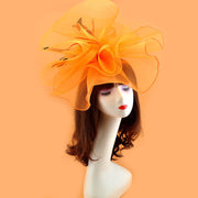 Extra Large Artificial Flower Hat Veil with Feather Mesh Net for DIY Wedding Tea Centerpieces, Bulk Quantity
