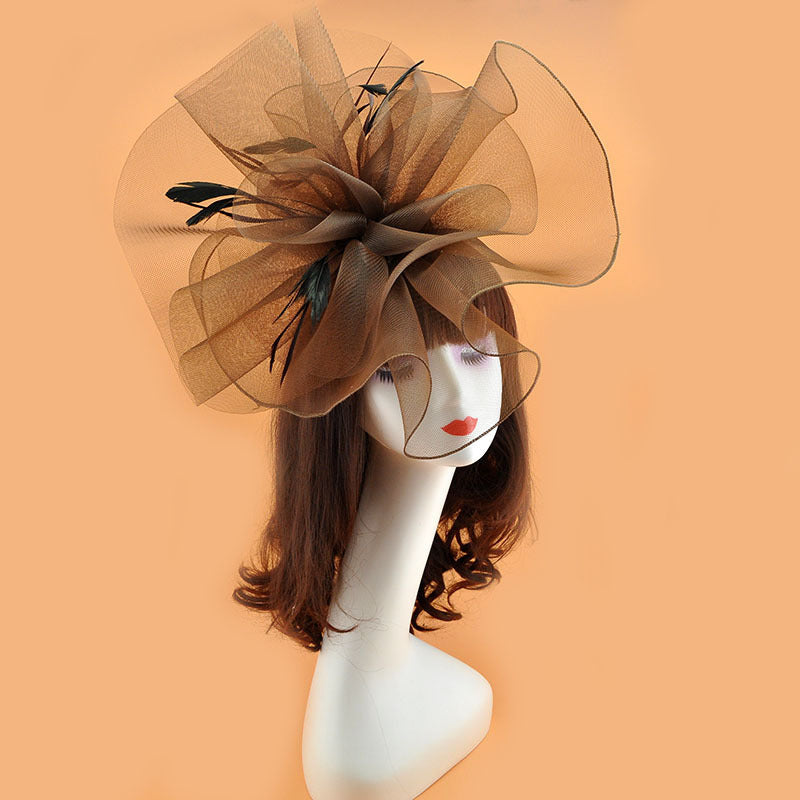 Extra Large Artificial Flower Hat Veil with Feather Mesh Net for DIY Wedding Tea Centerpieces, Bulk Quantity