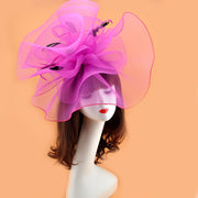 Extra Large Artificial Flower Hat Veil with Feather Mesh Net for DIY Wedding Tea Centerpieces, Bulk Quantity