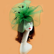 Extra Large Artificial Flower Hat Veil with Feather Mesh Net for DIY Wedding Tea Centerpieces, Bulk Quantity