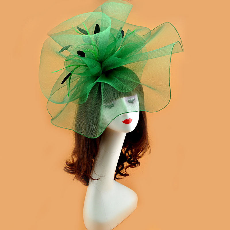 Extra Large Artificial Flower Hat Veil with Feather Mesh Net for DIY Wedding Tea Centerpieces, Bulk Quantity
