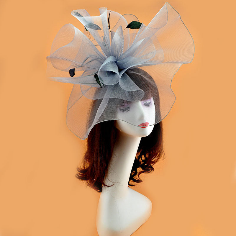 Extra Large Artificial Flower Hat Veil with Feather Mesh Net for DIY Wedding Tea Centerpieces, Bulk Quantity