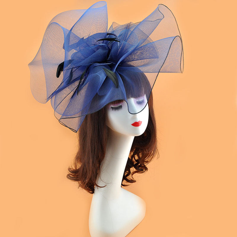 Extra Large Artificial Flower Hat Veil with Feather Mesh Net for DIY Wedding Tea Centerpieces, Bulk Quantity