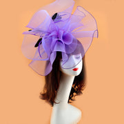 Extra Large Artificial Flower Hat Veil with Feather Mesh Net for DIY Wedding Tea Centerpieces, Bulk Quantity