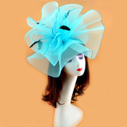 Extra Large Artificial Flower Hat Veil with Feather Mesh Net for DIY Wedding Tea Centerpieces, Bulk Quantity