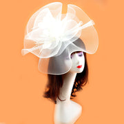 Extra Large Artificial Flower Hat Veil with Feather Mesh Net for DIY Wedding Tea Centerpieces, Bulk Quantity