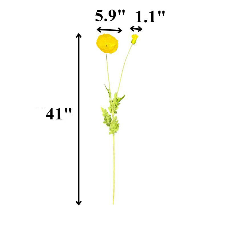 41 Inch Extra Large Artificial Silk Poppy Flowers, Long Stems, Bulk Wholesale for Tall Vases