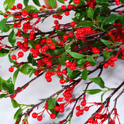 35 Inch Extra Long Artificial Holy Berries Branches with Leaves, Bulk Christmas Floral Stems