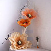 Extra Large Artificial Poppy Flower Heads Bulk Quantity for Photo Props