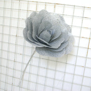 Extra Large Rose Flower Heads with Glitter, Bulk Quantity, Artificial Decorative Props