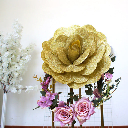 Extra Large Rose Flower Heads with Glitter, Bulk Quantity, Artificial Decorative Props