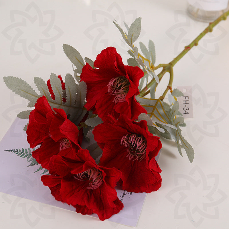 20 Inch Artificial Faux Poppy Bush 1 Stem Silk Flower for Home Decor
