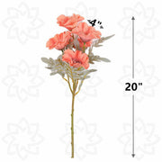 20 Inch Artificial Faux Poppy Bush 1 Stem Silk Flower for Home Decor