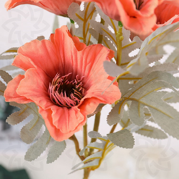 20 Inch Artificial Faux Poppy Bush 1 Stem Silk Flower for Home Decor
