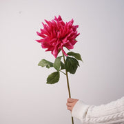 23.6 Inch Artificial Silk Dahlia Stem - Real Touch Lifelike Flower for Wedding and Home Decor