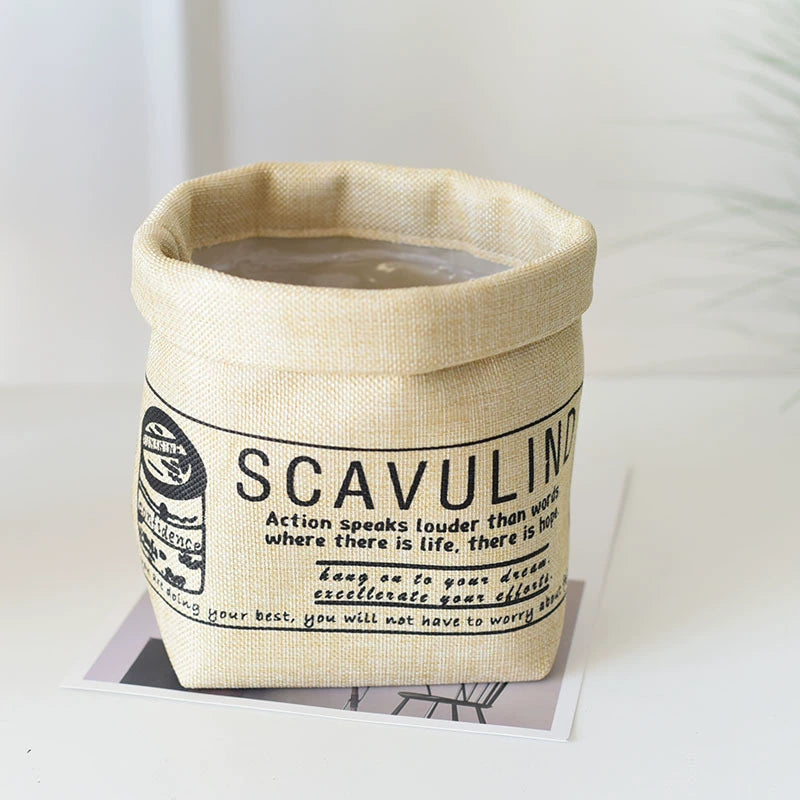 Fabric Plant Pot Cover, 6.7"x6.7"x6.7" Cute Planter Basket for Living Room Decor