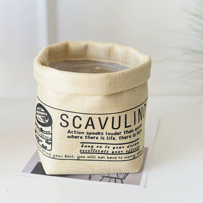 Fabric Plant Pot Cover, 6.7"x6.7"x6.7" Cute Planter Basket for Living Room Decor