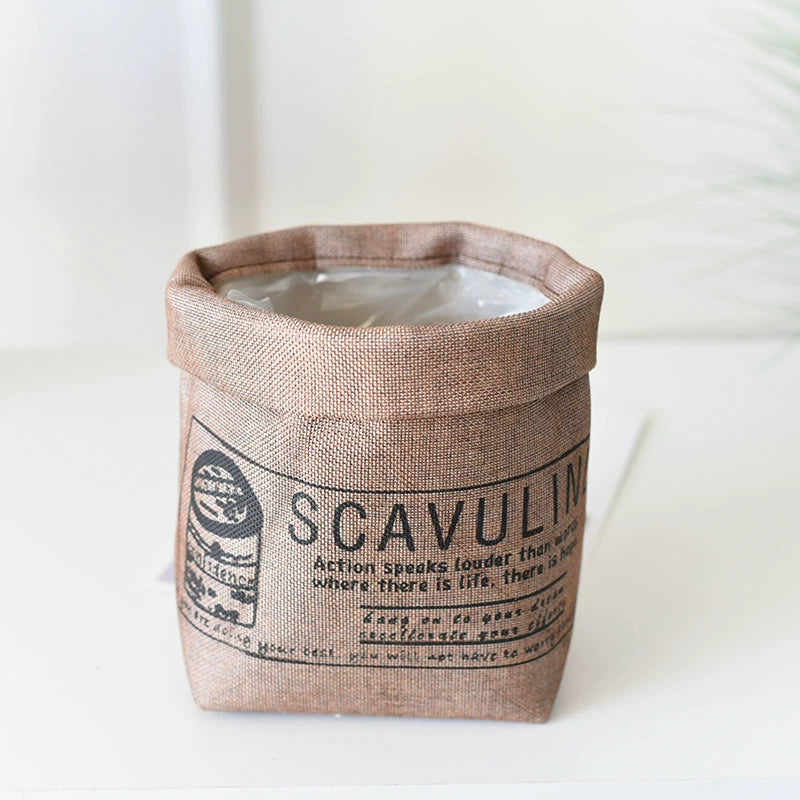 Fabric Plant Pot Cover, 6.7"x6.7"x6.7" Cute Planter Basket for Living Room Decor