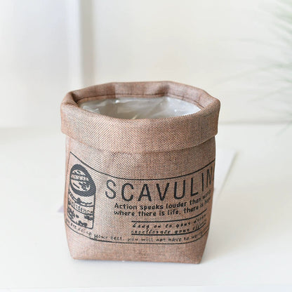 Fabric Plant Pot Cover, 6.7"x6.7"x6.7" Cute Planter Basket for Living Room Decor