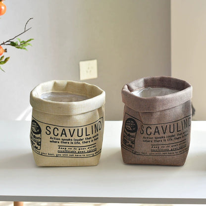 Fabric Plant Pot Cover, 6.7"x6.7"x6.7" Cute Planter Basket for Living Room Decor