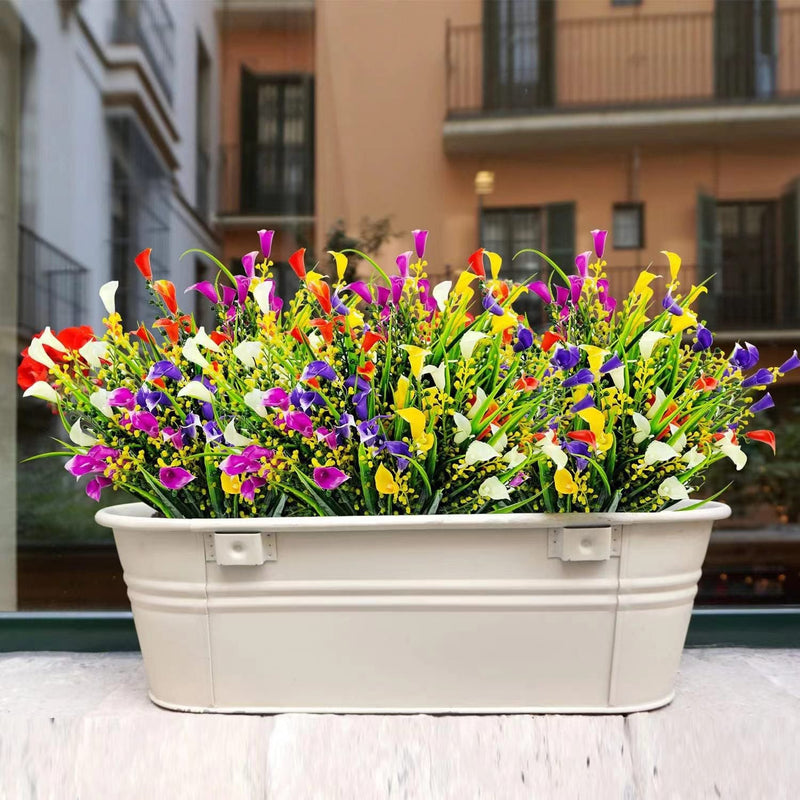 10 Bundles Artificial Calla Lily Flowers 12 Inch UV Resistant Faux Greenery for Outdoors