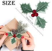 50 Pcs Artificial Christmas Holly Berries with Greenery Leaves Bulk Pack for Decoration