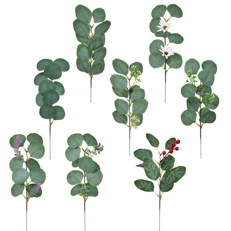 10 Pcs Artificial Eucalyptus Leaves Stems 13.7 Inch Bulk Silk Plant Green
